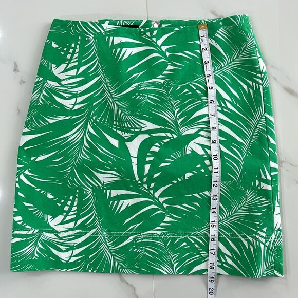 Talbots Women’s Palm Tree Leaf Green/White Tropical Print Skirt Sz 8P - Picture 4 of 8
